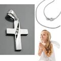 Kinder Taufe Kommunion Konfirmation Zirkonia Kreuz Anhänger Silber 925 mit Kette