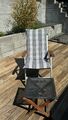 Design Klappsessel als Hochlehner Liegestuhl aus hochwertigem Aluminium und Teak