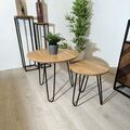 Beistelltischset Sepp 2er Set aus Akazie Massivholz Couchtisch Wohnzimmertisch