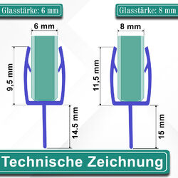 2x Duschdichtung Dichtung Duschtürdichtung Ersatzdichtung Wasserabweiser 1 Meter