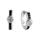 Celesta Silber Ohrringe Creolen 925 Silber rhodiniert schwarze Zirkonia Steine