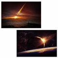 2er-Set LED-Bild Leinwandbild mit Beleuchtung, 60x40cm Timer Planet
