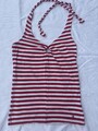 EDC by ESPRIT Neckholder Top Damen Gr. S rot weiß gestreift Sommer sehr gepflegt