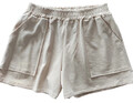ITALY SWEAT SHORTS KURZE HOSE TASCHEN SPORTHOSE BEIGE ONE SIZE BIS GR. 40 NEU