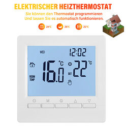 Digital Thermostat Weiß Raumthermostat FußBodenheizung LCD Display Wandheizung