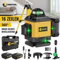 16 Line Laser Level 360° Kreuzlinienlaser Selbstnivellierend mit 2*Akkus+Stativ
