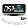 LCD Einparkhilfe 8 Weiß Sensoren zum Nachrüsten Parkhilfe Rückfahrwarner PDC DHL