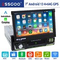 Autoradio 1 DIN 4+64G Carplay Android 13 mit 7 Zoll Bildschirm GPS Navi RDS WiFi
