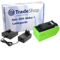 2in1 Set: Li-Ion Akku 40V 5000mAh + Schnellladegerät passend zu Greenworks 29282