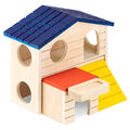 Hamster Haus aus Holz bunt 2 Etagen Spielhaus Zubehör Spielzeug Nager Häuschen