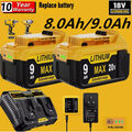 2X Für DeWalt Akku 18V 6AH 8AH 9Ah XR Li-ion DCB184 DCB182 DCB200-2 /Ladegerä DE
