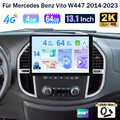 DAB+ 13" 4+64GB Android 14 Autoradio Carplay Für Mercedes Benz Vito W447 2014-23