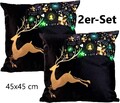 NEU Deko Weihnachtskissen LEDs Batterie für Geschenk Zuhause Sofa Beleuchtung