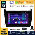 DAB+ 2+64G Android 14 Autoradio Carplay Kam RDS DSP GPS Nav für VW Polo 6R 6C V