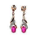 Natural Ruby and Diamond Earrings Stunning Rubies 9K Rose Gold Gift Boxed NEW