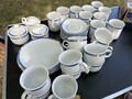 Geschirr Set für 6 Personen, Weiß-Blau Kaffeegeschirr, Tasse und Teller