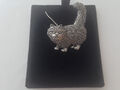 A40 stehende Katze auf einer 925er Sterlingsilber Halskette handgefertigt 16 Zoll Kette