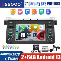 Android13 Apple Carplay 2+64G Autoradio GPS Kam Für BMW 3er E46 M3 Rover 75 MGZT