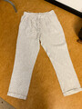 Leinenmix Hose Gr.38 weiß/grau gestr.