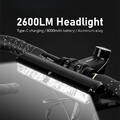Bicycle Light Front 2600Lumen 8000mAh Flashlight USB Charging Road Cycling Lamp