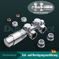 Heizkörper Multiblock Thermostatventil Mittelanschluss Eck und Durchgang Chrom