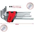 KS TOOLS 151.5000 Kugelkopf-Innensechskant-Winkelstiftschlüssel-Satz, lang, 10-t
