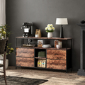 TV Schrank mit LED-Leuchten 137cm Lowboard Fernsehschrank Kommode Sideboard