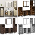 4-tlg. Spiegelschrank Waschbeckenunterschrank niedrig und hoch Badschrank 
