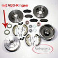 Bremsscheiben Beläge vorne ABS Bremstrommel Set hinten für Opel Tigra Twintop
