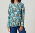 Bluse blau 42 Damen mit Blumen-Print "blau/hellblau" UVP: 59,99€ 2.5196