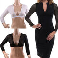 Damen-T-Shirt Mit Transparentem Netzstoff Lange Ärmel Durchsichtige Weste ↲
