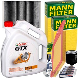 MANN FILTERSET+CASTROL 5W40 für 1.4+1.6+16V VW GOLF 4 BORA 1J POLO 6N2 LUPO