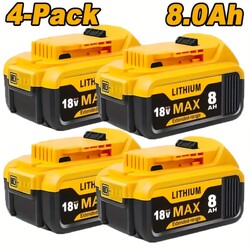 4X Für DeWalt DCB184 Akku 18V 8,0 Ah XR Li-Ion Batterie DCB182 DCB205-2 DCB182XJ