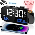 Digital LED Alarm Wecker mit Projektion Dimmbar Alarmwecker Tischuhr Radiowecker