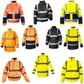 HI VIZ VIS JACKE HOHE SICHTBARKEIT REFLEKTIEREND WASSERDICHT WORKWEAR WATTIERT