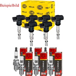 6x HELLA Zündspule + CHAMPION Zündkerze für Opel Vectra C Caravan Saab 9-3