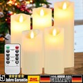 5er LED Kerzen Timer Echtwachskerze Kerze Außen Batterie mit Fernbedienung Set