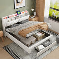 Polsterbett 140x200cm Doppelbett Stauraumbett Jugendbett Bettgestell mit USB LED
