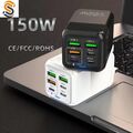 6-fach Schnellladegerät 150W Netzteil USB-C + USB-A Charger Mehrfach Stecker