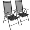 2er Set Klappstuhl Aluminium Gartenstuhl Alu Campingstuhl Hochlehner schwarz