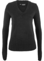 Neu Pullover mit V-Ausschnitt Gr. 40/42 Schwarz Damen Langarm Strickpullover