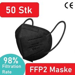 50x FFP2 Maske Schwarz Mundschutz Atemschutz 5-lagig zertifiziert CE