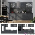 Küchenzeile R-Line 350 Schwarz Beton Anthrazit Arbeitsplatte Anthrazit Vicco