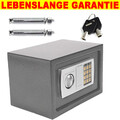 Kleiner elektronischer Mini Tresor Safe Schranktresor mit Zahlenschloss Grau