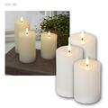 LED Wachs-Kerze mit Timer 3D FLAMME FLOW flackernd Block-Stumpen-Kerzen 3 Größen