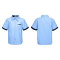Jungen Kurzarm Hemd Shirts Kentkragen Freizeithemd Geknöpfte Oberteil mit Tasche