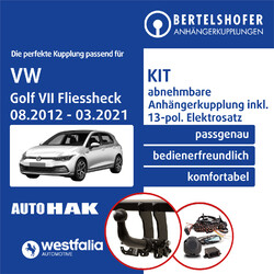 Für VW Golf VII Fliessheck Typ 5G1 08.2012-03.2021 AHK abn +13pol spez E-SatzJetzt 50€* sparen mit Code: PKW25