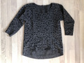 Warmer Damen Woll Pullover in Gr. S, grau-schwarz, 3/4 Arm