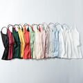 Damen-Tanktop Aus Seidensatin Einfarbiges Ärmelloses Trägerunterhemd Lässige  ≌
