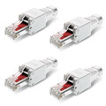 NEXMEX 4x Netzwerkstecker Cat6 RJ45 Stecker Netzwerk Werkzeuglose Montage Cat6a
